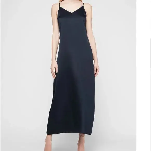 express silk slip dress Satin High Neck Slip Midi Dress